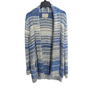Women's Lucky Brand striped knit cardigan, blue/white, size M